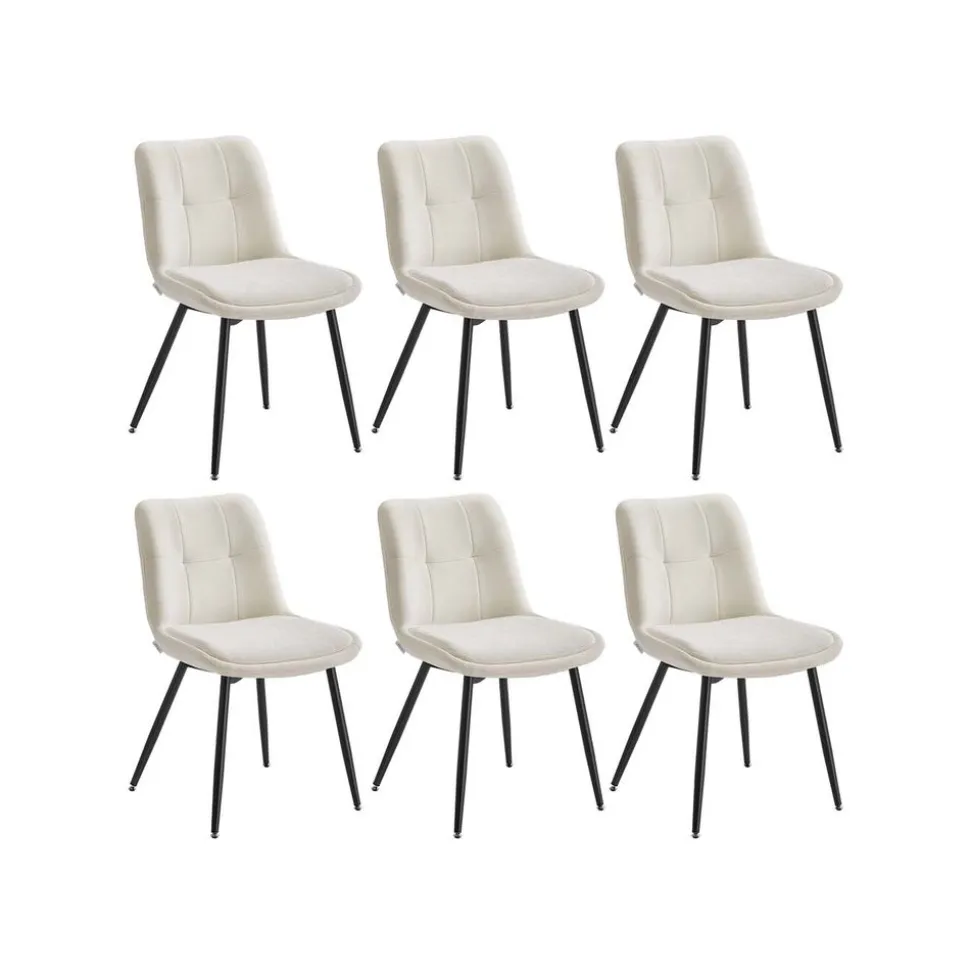 Lot de 2 chaises salle à manger chenille jusqu’à 120 kg pieds en métal blanc crème
