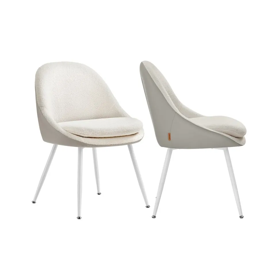 Lot de 2 chaises salle à manger blanc crème et blanc nuage