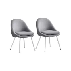 Lot de 2 chaises salle à manger blanc crème et blanc nuage