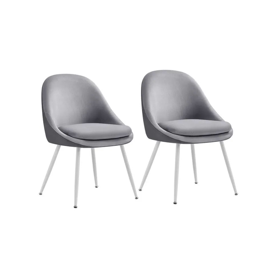 Lot de 2 chaises salle à manger blanc crème et blanc nuage