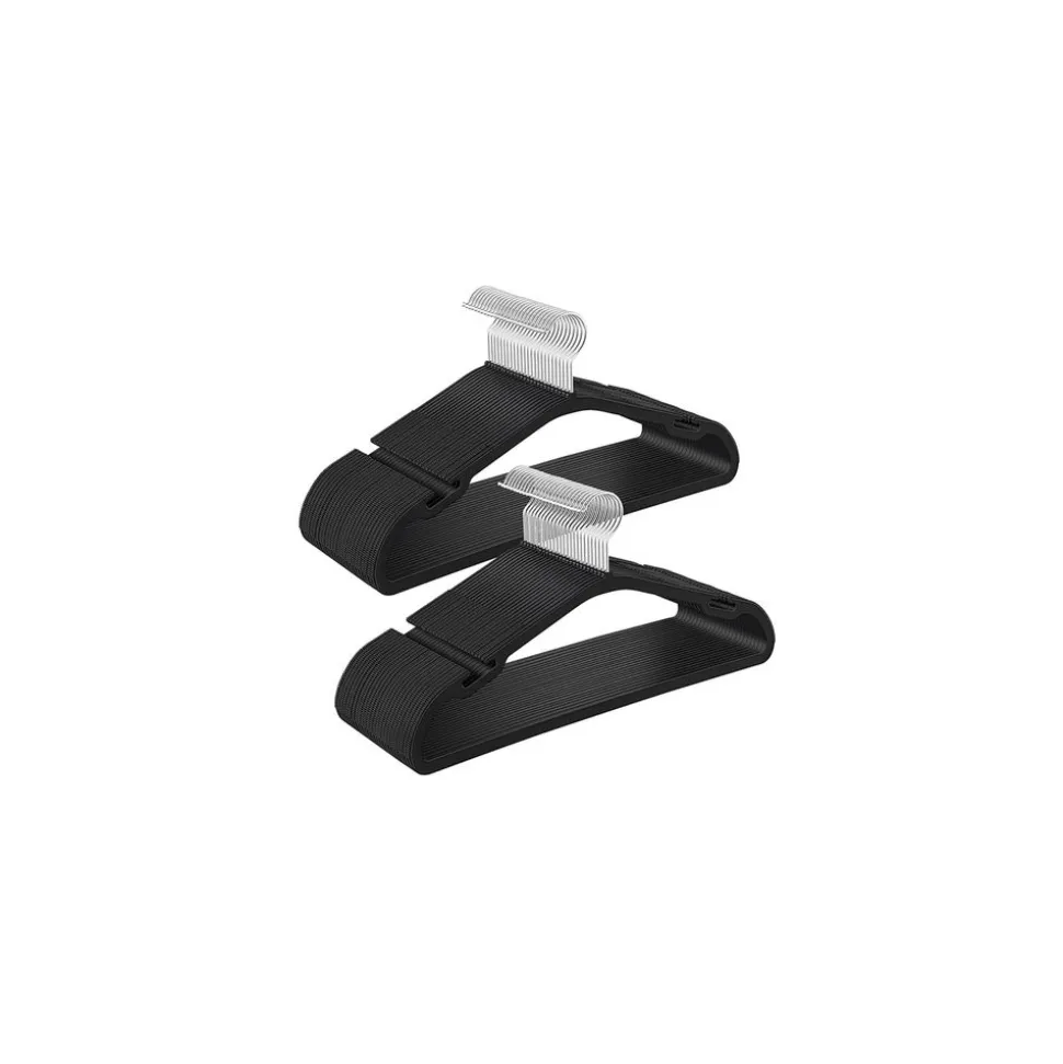 Lot de 50 cintres en plastique 41,6 x 21,4 cm pour armoire noir d'encre