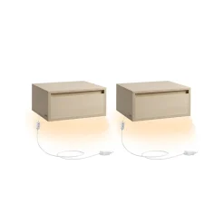 Lot de 2 tables de chevet suspendue lumière 3 couleurs 35 x 40 x 18 cm blanc nuage