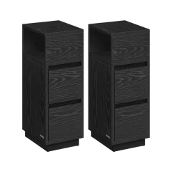 Lot de 2 tables de chevet étroite avec 2 tiroirs et compartiment blanc nuage