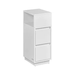 Lot de 2 tables de chevet étroite avec 2 tiroirs et compartiment blanc nuage
