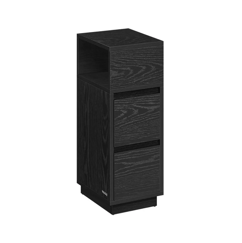 Lot de 2 tables de chevet étroite avec 2 tiroirs et compartiment blanc nuage