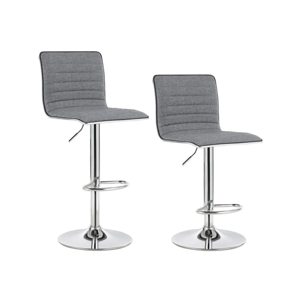 Lot de 2 tabourets de bar chromé revêtement en tissu gris