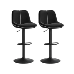 Lot de deux tabourets de bar pivotants réglables en velours