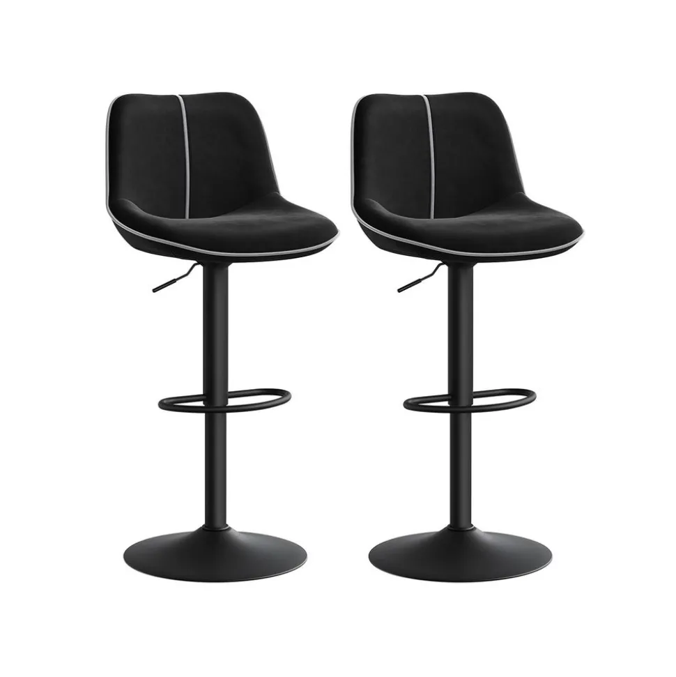 Lot de deux tabourets de bar pivotants réglables en velours