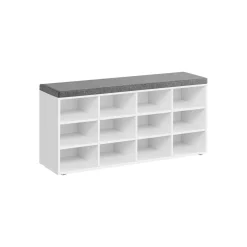 Meuble d’Entrée avec Siège avec Coussin et 12 Compartiments