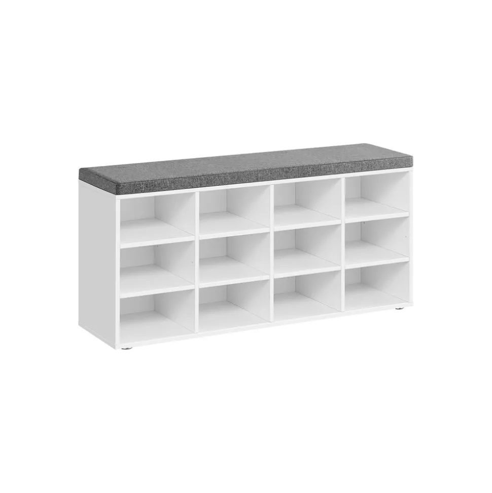 Meuble d’Entrée avec Siège avec Coussin et 12 Compartiments