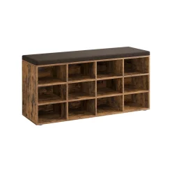 Meuble d’Entrée avec Siège avec Coussin et 12 Compartiments