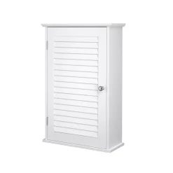 Meuble mural avec étagère réglable et porte à persienne 40 x 16 x 60 cm blanc