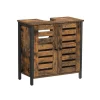 Meuble sous lavabo 60 x 30 x 60 cm avec cadre en acier marron rustique et noir