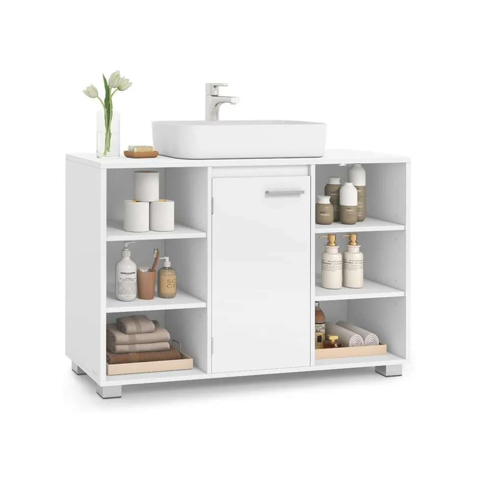 Meuble sous lavabo moderne avec étagères réglables
