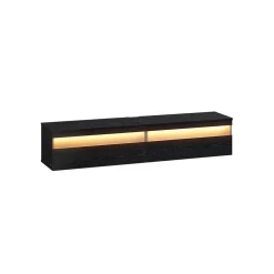 Meuble TV suspendu adapté à divers téléviseurs 147 x 35 x 30 cm noir boisé