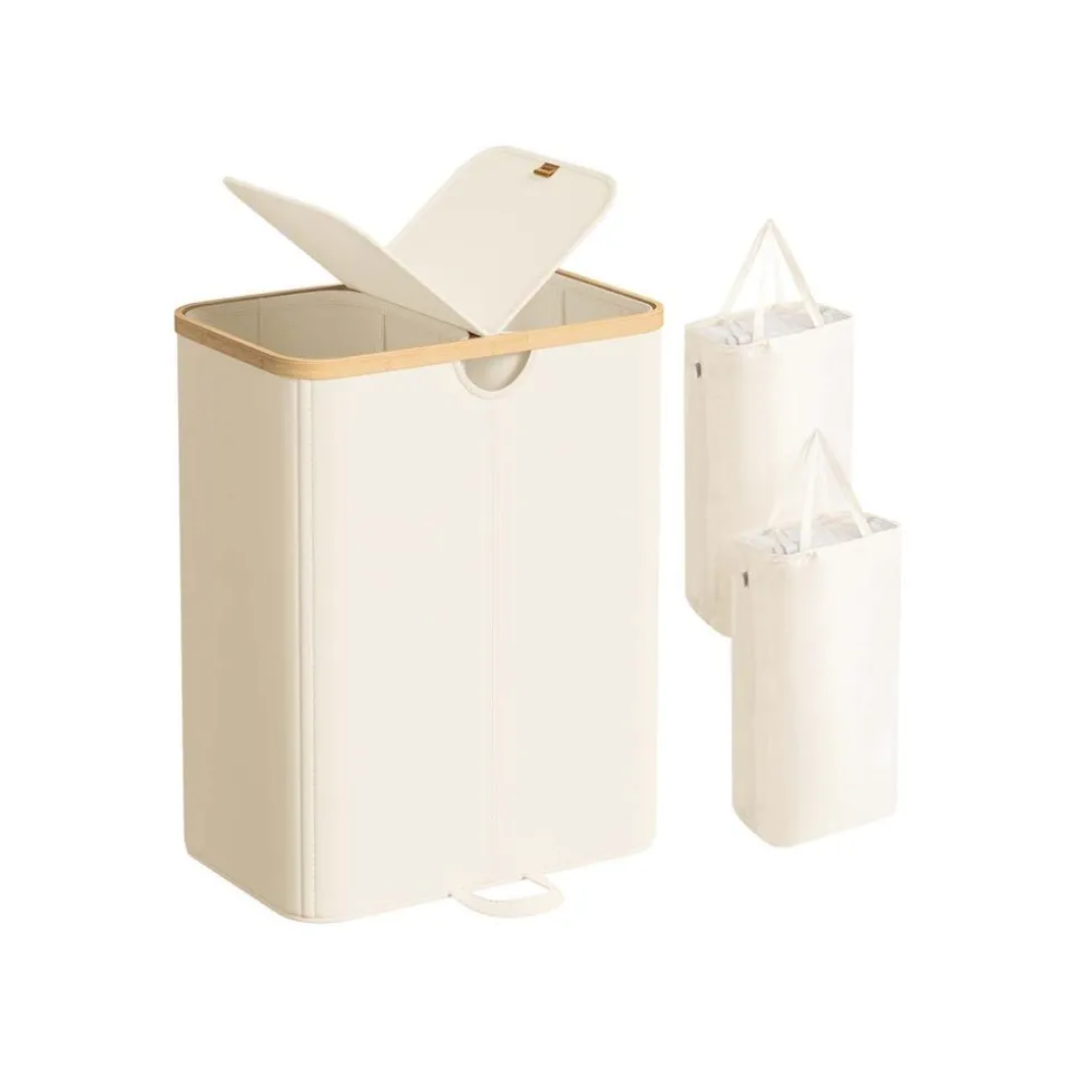 Panier à linge à deux compartiments avec couvercle