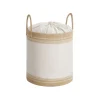 Panier à linge 60 L avec couvercle corde en coton poignée