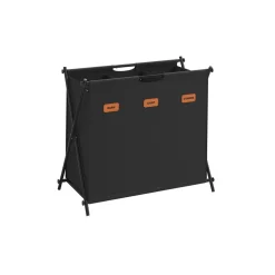 Panier à Linge 3 Sections capacité de 135 litres structure en X pliable noir d'encre