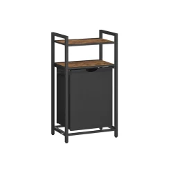Panier à linge 2 étagères 65 litres marron rustique et noir