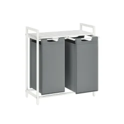 Panier à linge avec étagère noir gris