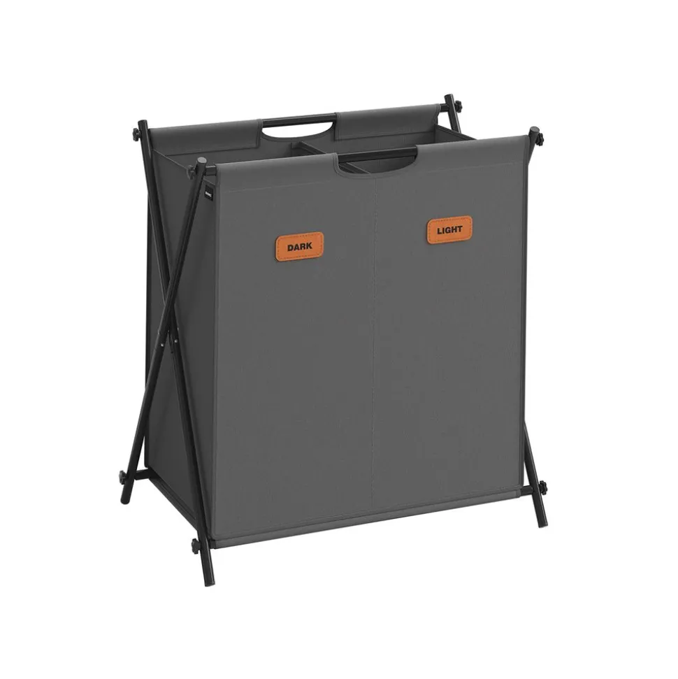 Panier à linge de 115 l en x pliable gris ardoise