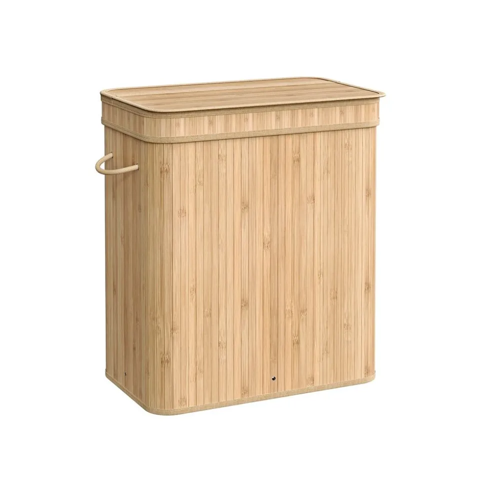 Panier à linge sale avec couvercle 100L couleur boisée