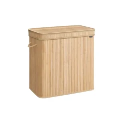 Panier à linge sale avec couvercle 100L couleur boisée