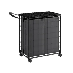 Panier à linge sale 110L noir d'encre et gris ardoise