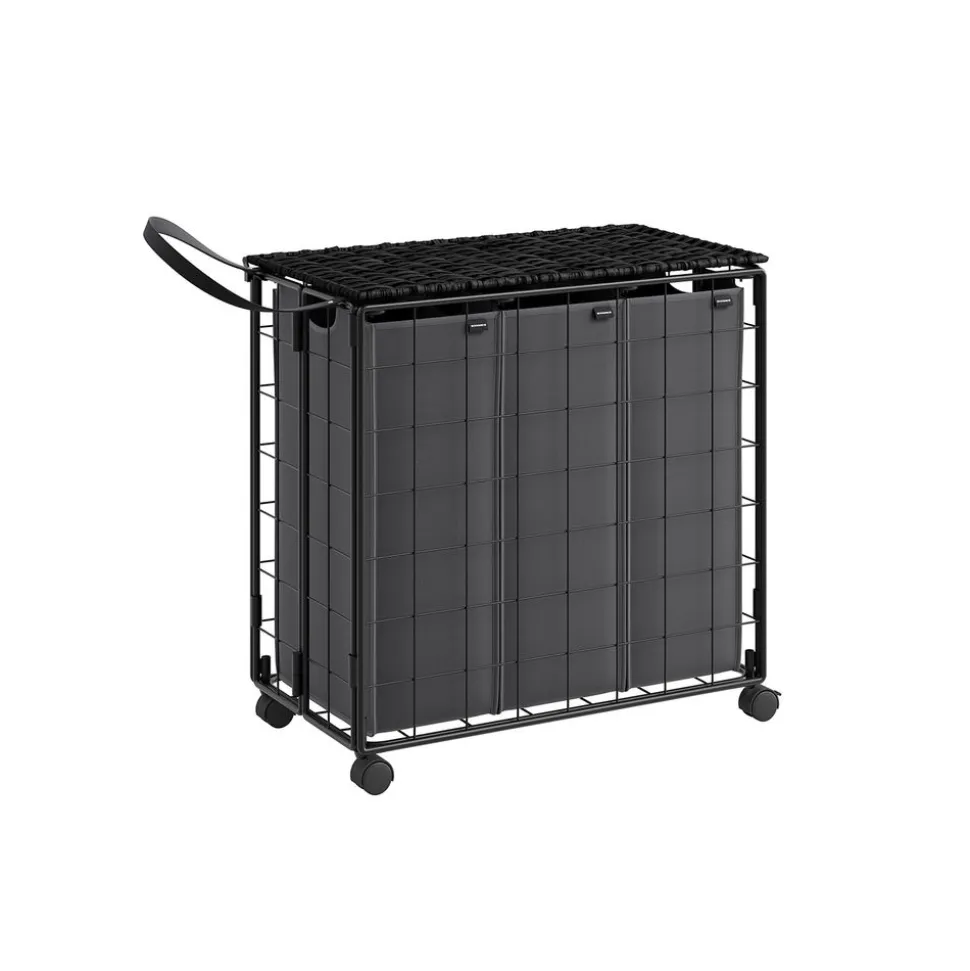 Panier à linge sale 110L noir d'encre et gris ardoise