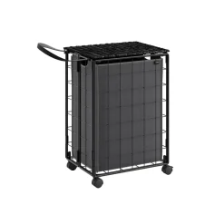 Panier à linge sale 110L noir d'encre et gris ardoise
