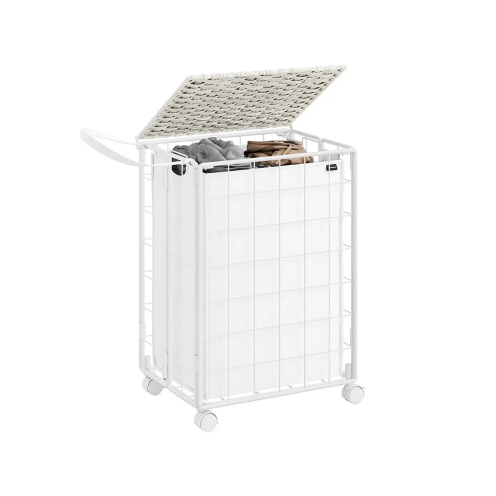 Panier à linge sale 110L noir d'encre et gris ardoise