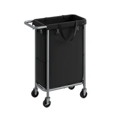 Panier à linge sur roulettes 90L noir d'encre