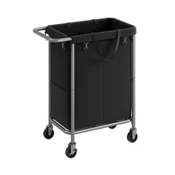 Panier à linge sur roulettes 90L noir d'encre