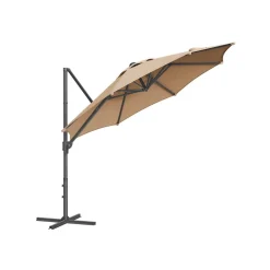 Parasol de jardin 300 cm UPF 50+ pivotant à 360° avec base en croix gris