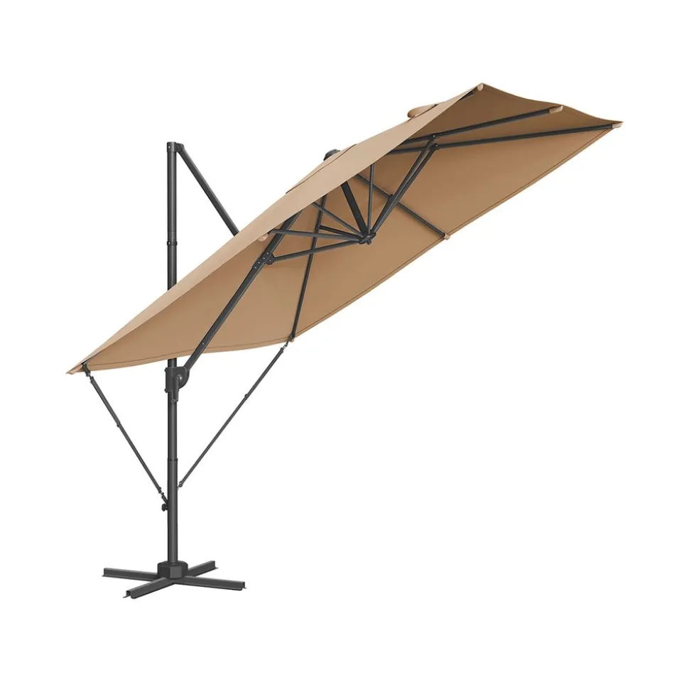 Parasol de jardin 270 x 270 cm inclinable gris tourterelle