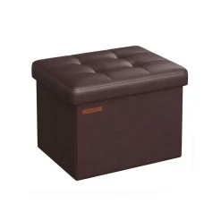 Petit tabouret de rangement pliable PU 31 x 41 x 31 cm noir d’encre