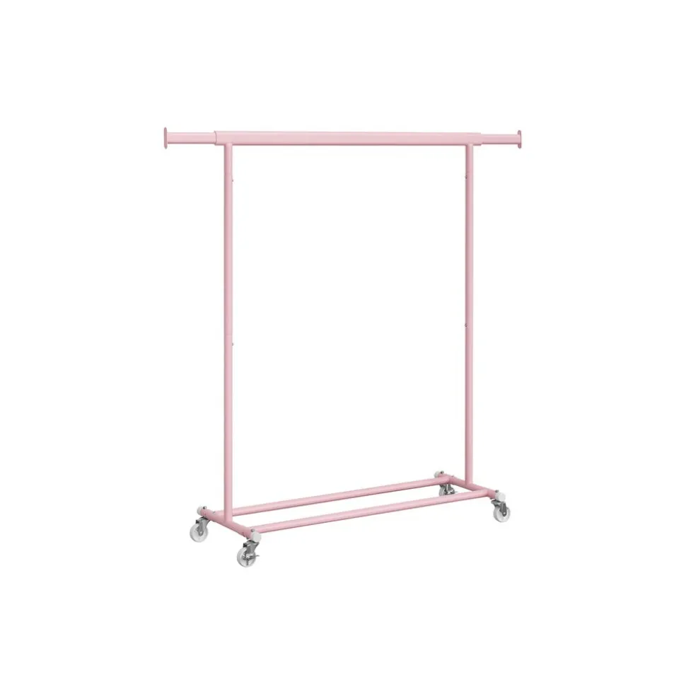 Portant à vêtements avec roulettes capacité 90 kg rose bonbon