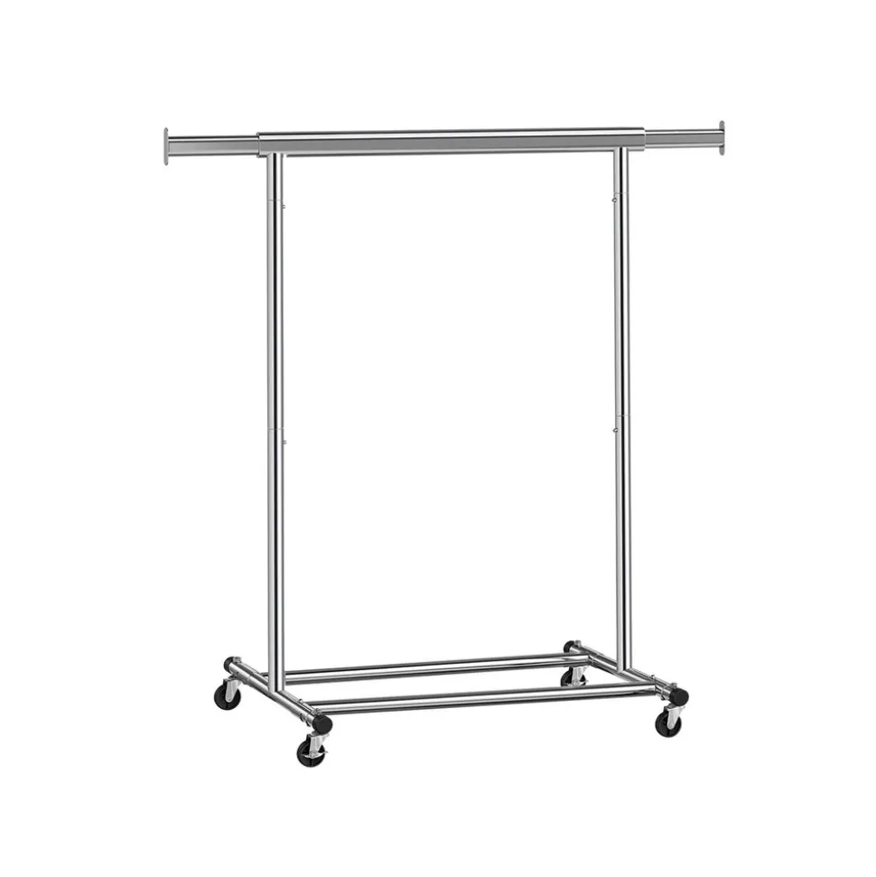 Portant à vêtements avec roulettes capacité 90 kg rose bonbon