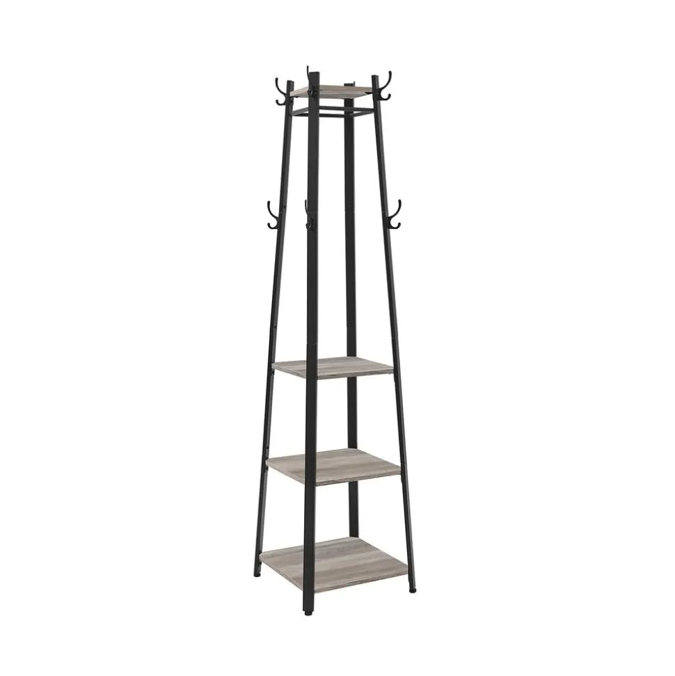 Portant à vêtements avec étagère à 3 niveaux grège et noir