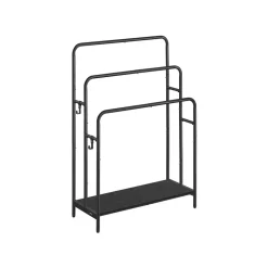 Porte serviette salle de bain blanc mat et beige naturel