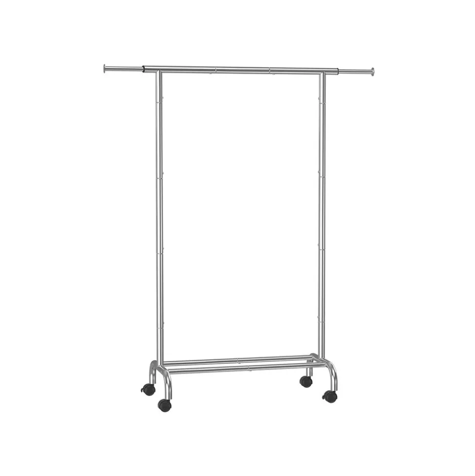 Porte-manteau à roulettes avec étagère surélevée gris tourterelle