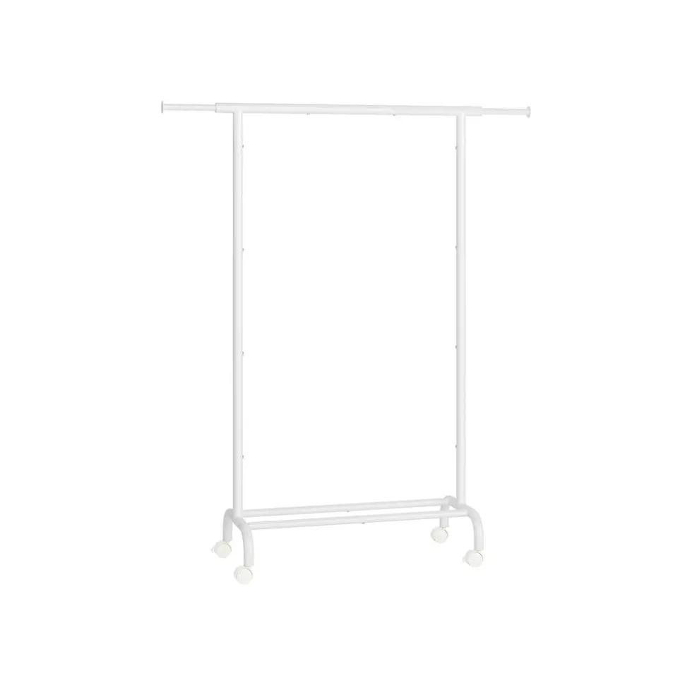 Porte-manteau à roulettes avec étagère surélevée gris tourterelle