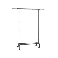 Porte-manteau à roulettes avec étagère surélevée gris tourterelle