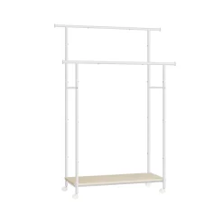 Portemanteau à roulettes double barre marron rustique