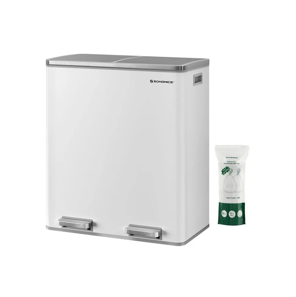 Poubelle 2 x 30L blanc cassé