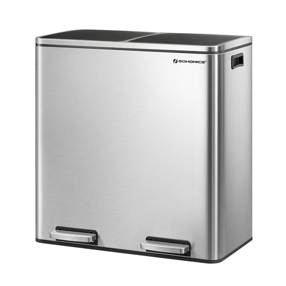 Poubelle 2 x 30L blanc cassé