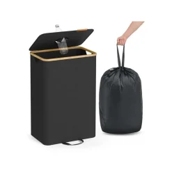 Poubelle de recyclage pour bouteilles et canettes 95 L avec trou noir d'encre et beige naturel