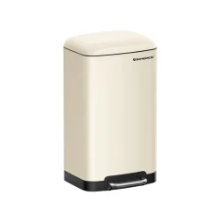 Poubelle 30L avec pédale en Acier blanc cassé