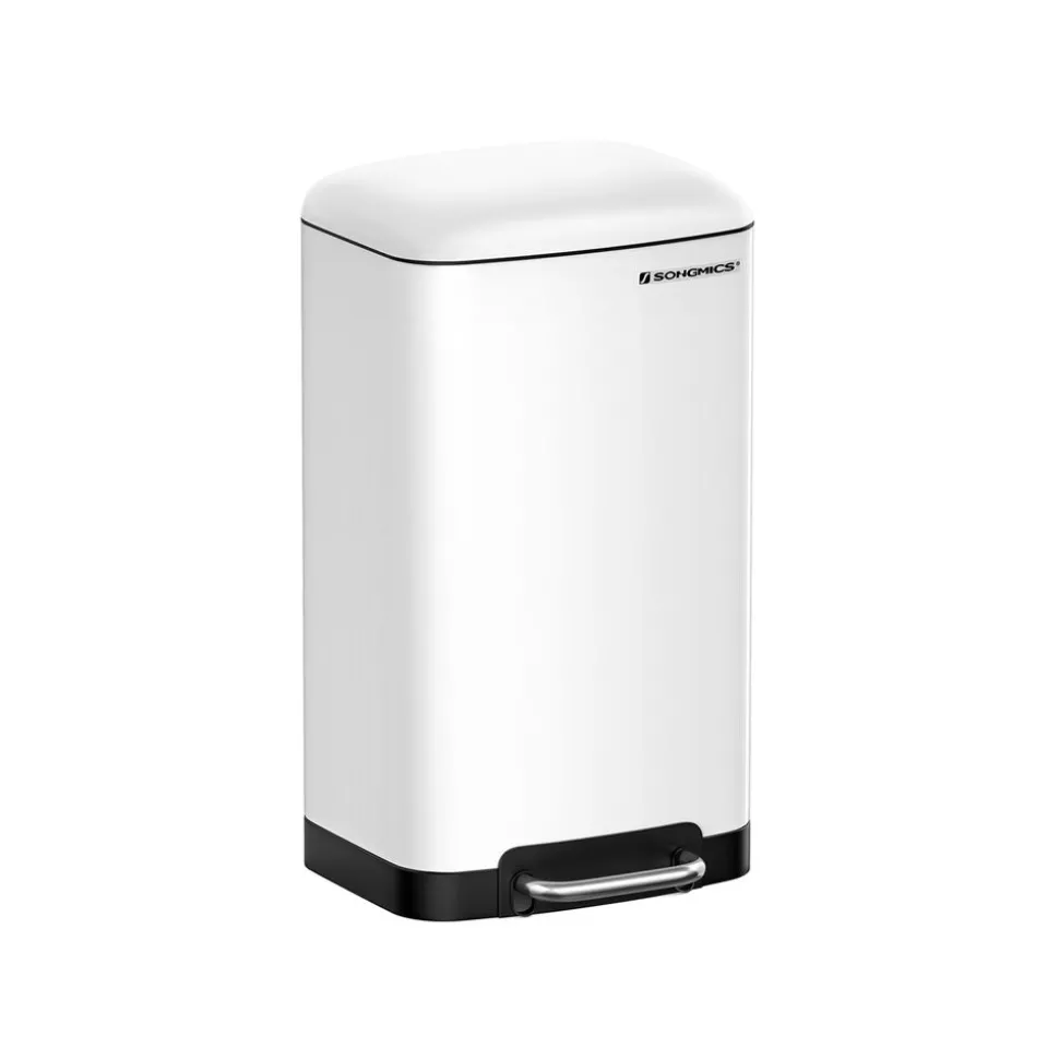 Poubelle 30L avec pédale en Acier blanc cassé