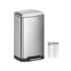Poubelle 30L avec pédale en Acier blanc cassé